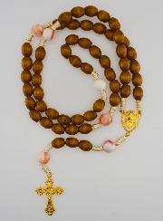 Chapelet Ex Voto Perles Bois Ovale - Orange
