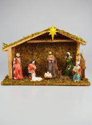 Crèche de Noël 8 Santons et Étable - 35cm