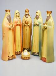 Crèche de Noël 6 Santons Effet Bois - 24cm