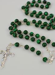 Chapelet en Pierre de Malachite & Argent Massif
