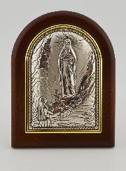 Icône Notre Dame de Lourdes en Bois et Argent