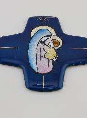 Croix Vierge à l'Enfant Jésus Carrée Emaux du Liban