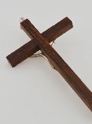 Crucifix en Bois Christ en Métal Argenté