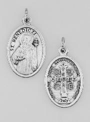 Médaille Religieuse Saint Benoît Argentée