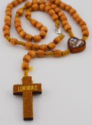 Chapelet en Bois Image Coeur de Lourdes