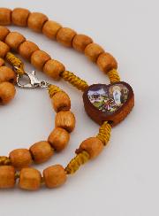Chapelet en Bois Image Coeur de Lourdes