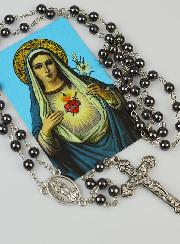 Chapelet Sacré Coeur de Marie Perles Noires