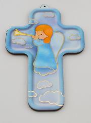 Croix en Bois Enfant - Ange Gardien Trompette