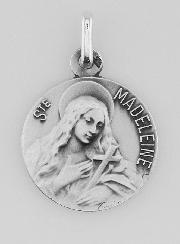 Médaille Sainte Marie-Madeleine en Argent Massif - 18mm