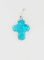 Pendentif Croix des Saints 15mm - Bleu de Lourdes