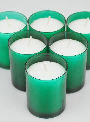 6 Bougies Votives - Veilleuses Vertes - 20h