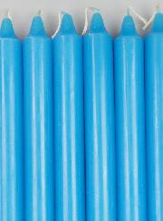 6 Bougies Teintées Masse Couleur Bleu Pastel