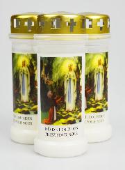 Lot de 3 Bougies de Cimetière - Notre Dame de Lourdes