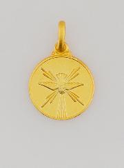 Médaille Colombe Esprit Saint en Plaqué Or - 14mm