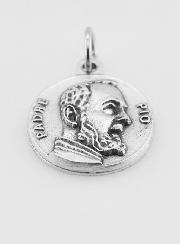 Médaille Padre Pio en Métal Argenté - 18mm