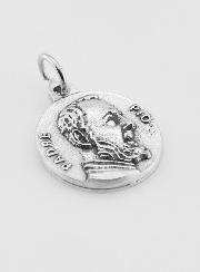Médaille Padre Pio en Métal Argenté - 18mm