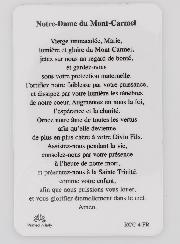 Carte de Prière Médaille Notre Dame du Mont Carmel