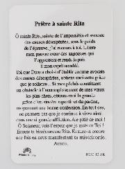 Carte de Prière Médaille Sainte Rita