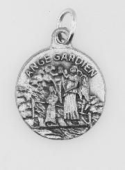 Médaille Ange gardien Protecteur en Métal Argenté - 18mm