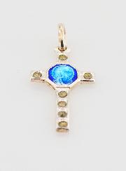 Pendentif Croix en Argent Massif et Email bleu - 20mm