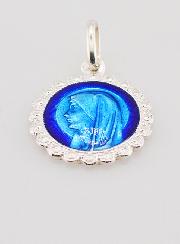 Médaille Sainte Vierge Marie en Argent et Email -16mm