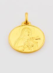 Médaille Sainte Thérèse en Plaqué Or - 18mm