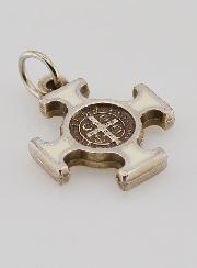 Pendentif Croix de Saint Benoit Métal - Blanc - 2cm