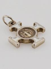 Pendentif Croix de Saint Benoit Métal - Blanc - 2cm