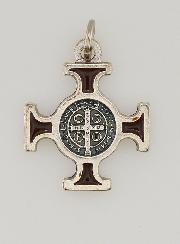 Pendentif Croix de Saint Benoit Métal - Marron - 2cm