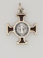 Pendentif Croix de Saint Benoit Métal - Marron - 2cm