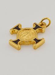 Pendentif Croix de Saint Benoit Dorée - Marron - 2cm