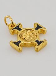 Pendentif Croix de Saint Benoit Dorée - Noir - 2cm