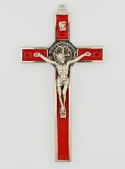 Crucifix Croix de Saint Benoit - Métal Rouge