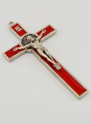 Crucifix Croix de Saint Benoit - Métal Rouge