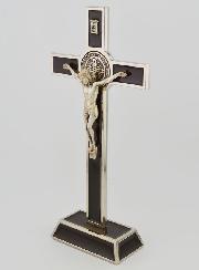 Croix de Saint Benoit sur Socle - 20cm - Métal Marron
