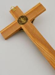 Crucifix Croix de Saint Benoit en Bois d'Olivier - 25cm