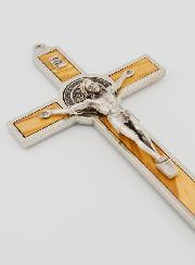 Crucifix Croix de Saint Benoit en Bois d'Olivier - 21cm