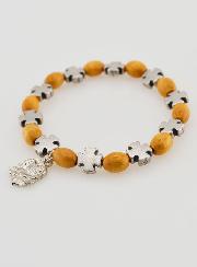 Bracelet Chapelet Bois et Croix Argent