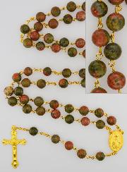 Chapelet Style Unakite et Chaîne Or