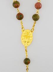 Chapelet Style Unakite et Chaîne Or