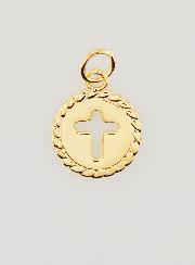 Médaille Croix en Plaqué Or 18 Carats - 13mm