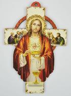Crucifix Croix Sainte Cène Coeur de Jésus en Bois