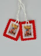 Scapulaire de l'Archange Saint Michel en Tissu Rouge - 5 cm